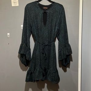 XL Shyanne Hunter Green and Black Leopard print dress